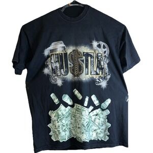 Tupac Shakur Men's 3XL Hustla VTG graphic Black T-Shirt Big & Tall Hip Hop 90's